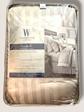 Vintage Wamsutta PimaCotton 500-Thread Count Damask Stripe Reversible Comforter